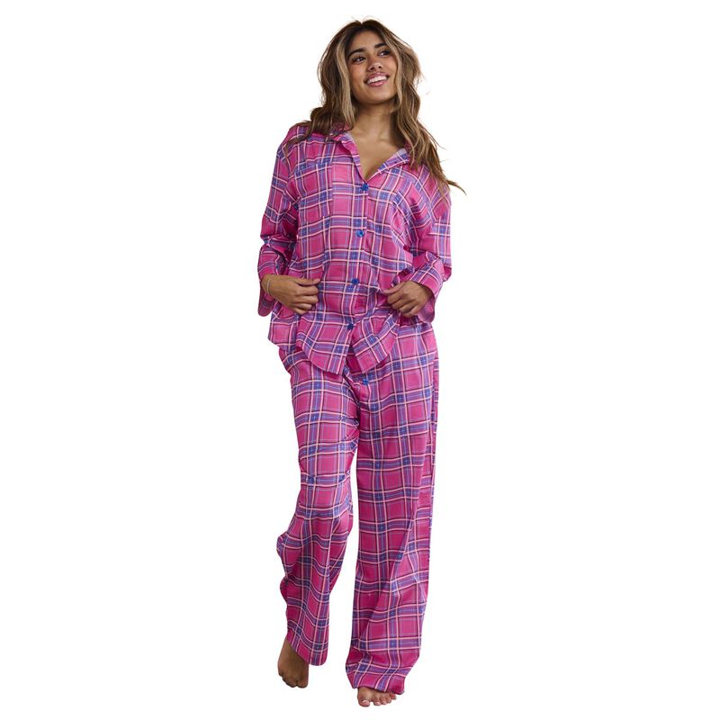 Kip&Co Pinky Tartan Organic Cotton Long Sleeve Shirt & Pant Pyjama Set image number 0